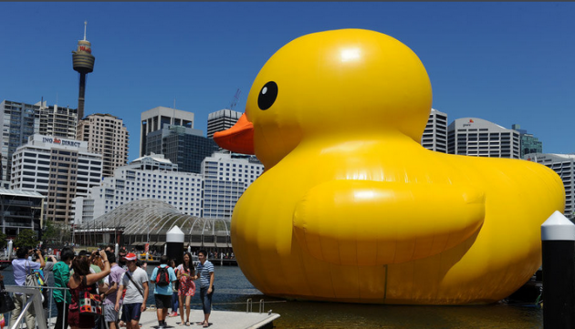 请注意!萌态大黄鸭出没郑州 洞林湖风景区 --凤