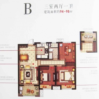 一期高层中间户B户型94
