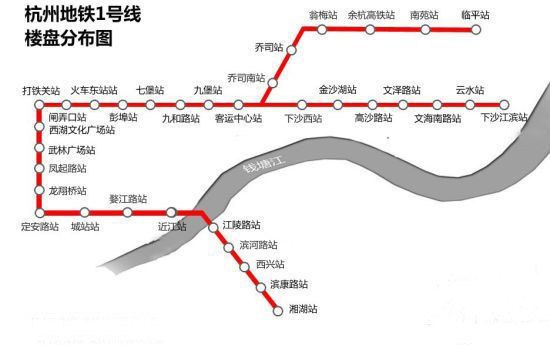 杭州地铁1号线延伸段今日通车 下沙沿江楼盘将迎春风?