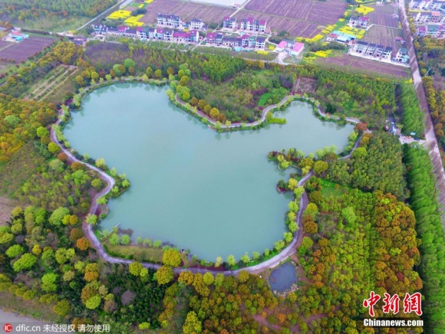 上海一人工湖现萌版 中国地图