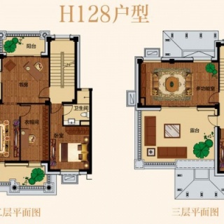 别墅H128二层三层户型