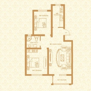 洋房4、7、8、9号楼标准层两室户型