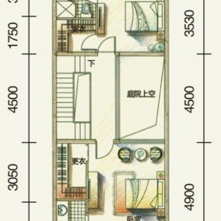 三期联排别墅B户型三层平面图