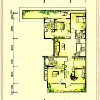 二期联排别墅S2户型二层平面图