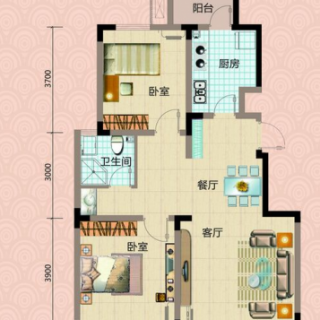 一期洋房7号楼标准层两室户型