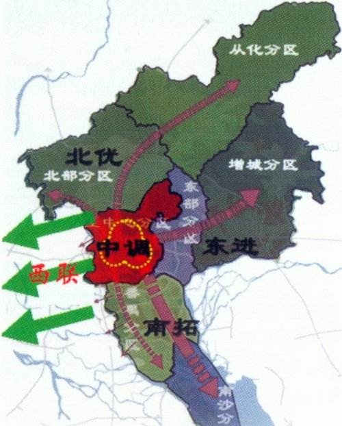 东进南拓西联北优示意图