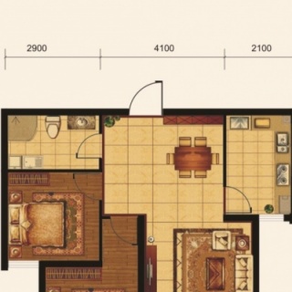 A6户型：两室两厅一卫