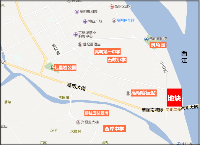 高明区荷城街道沿江路以东,西江河以西,高明大道以北地块