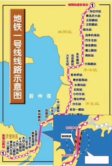 青岛地铁1号线示意图