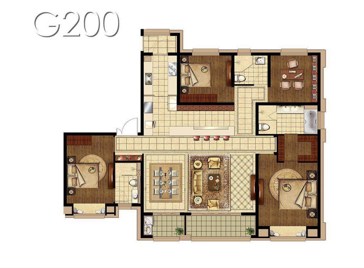 新增的200平米楼盘户型图