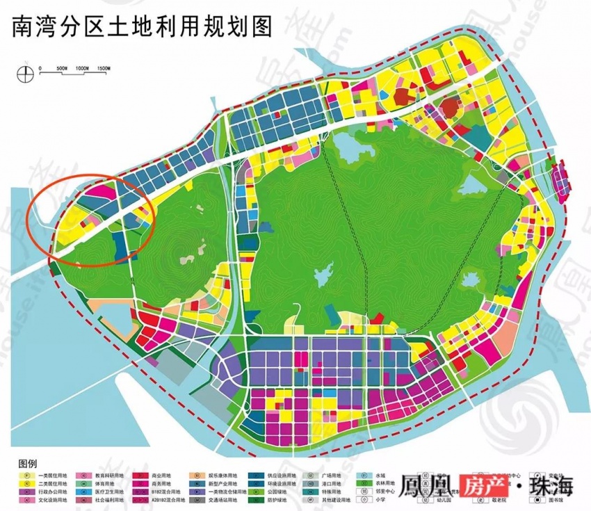 《珠海市南湾城区分区规划》批前公示当中,可以看到华发水岸周边的