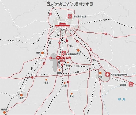 其中,南部增長極以固安,永清,廊坊等承接北京建設世界級臨空經濟區的