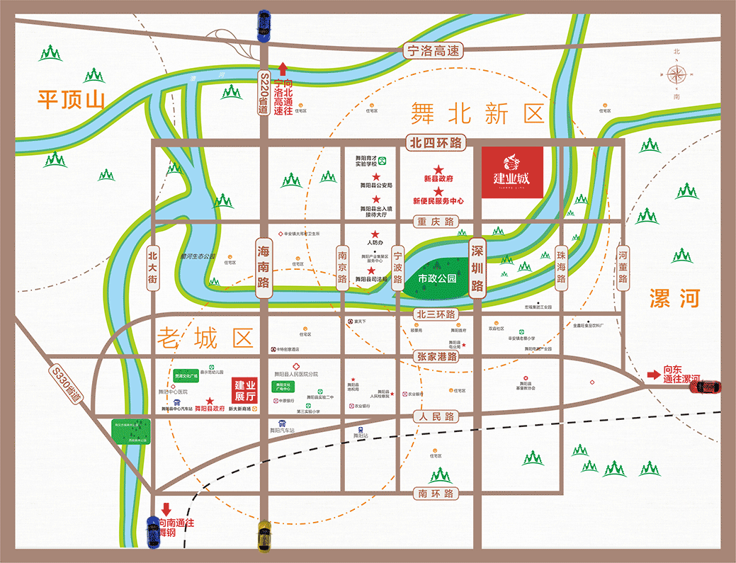 高端住宅,主题商业,国际教育等多种业态,致力于打造舞阳城市新主场